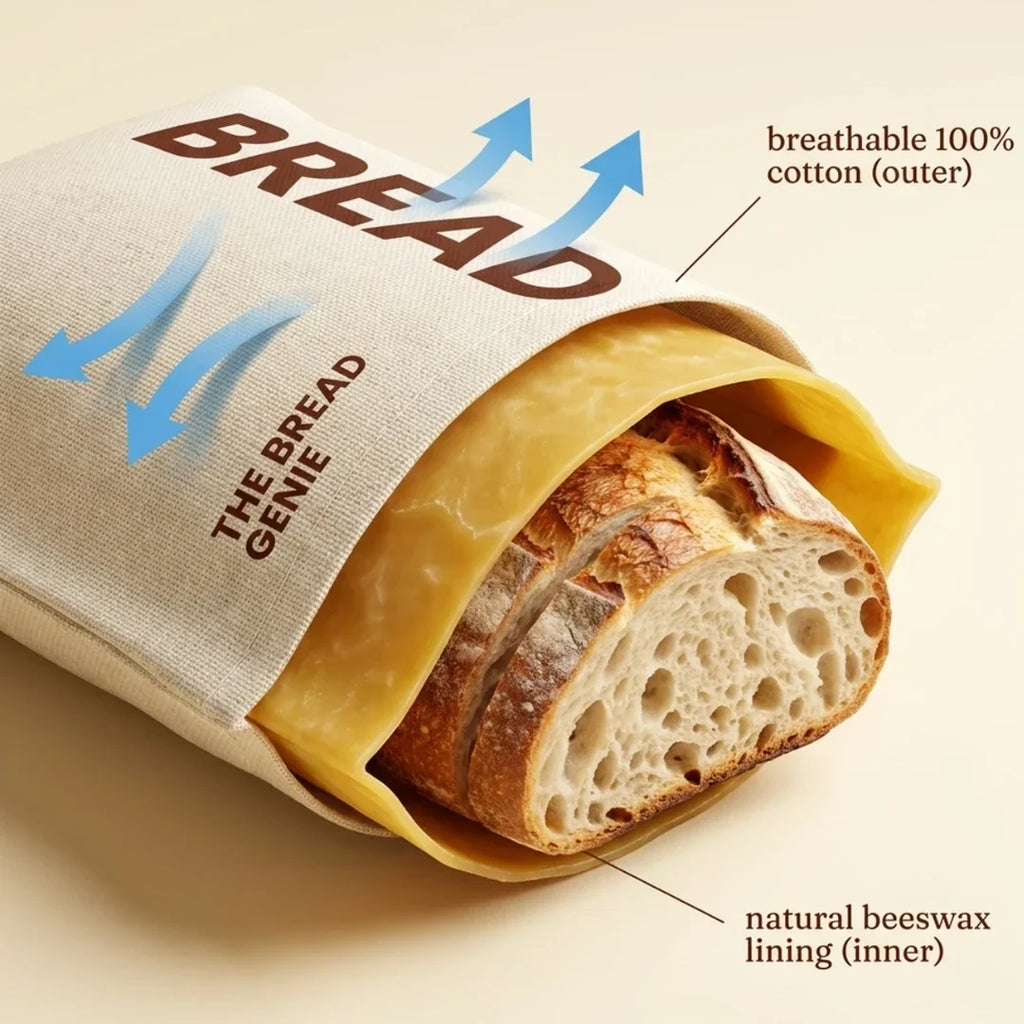 The Bread Genie - 100% Cotton-Beeswax Bread Bag