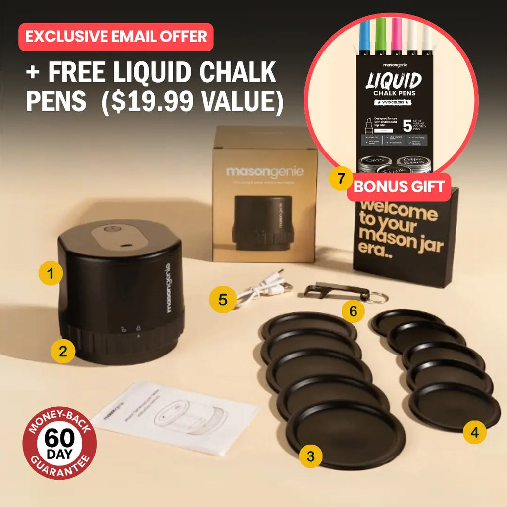Mason Genie® Vacuum Sealer Kit + FREE Liquid Chalk Pens